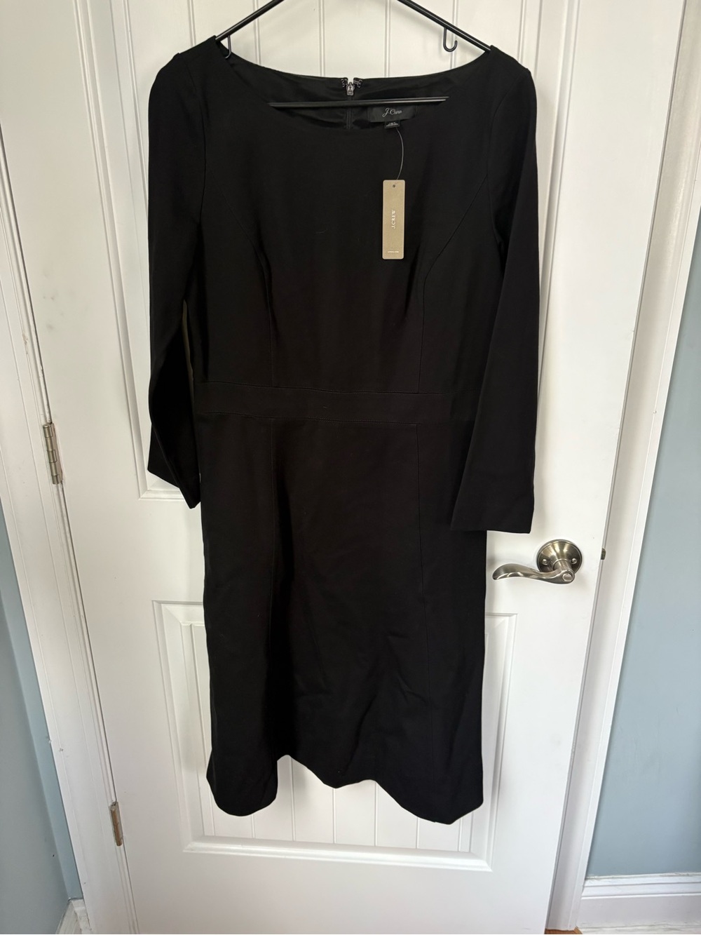 NWT J Crew Black Long-Sleeve a line Dress 12 T